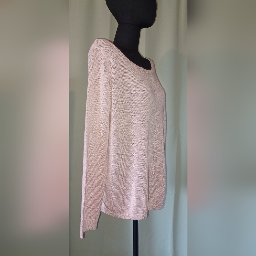 Deb Pink Sparkly Knit and Lace Back Sweater - Picture 2 of 7
